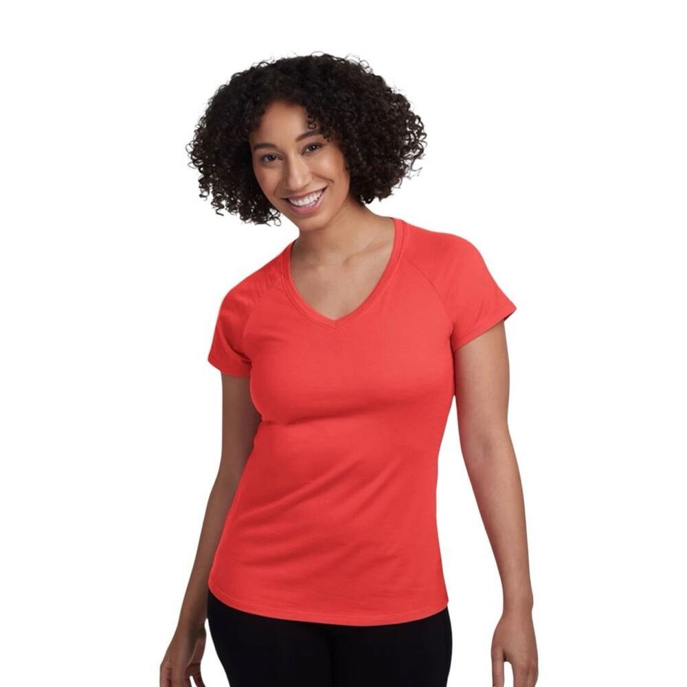 WoolX V-neck Short Sleeve T-Shirt Top Size Medium Merino Wool Summer Fig Orange
